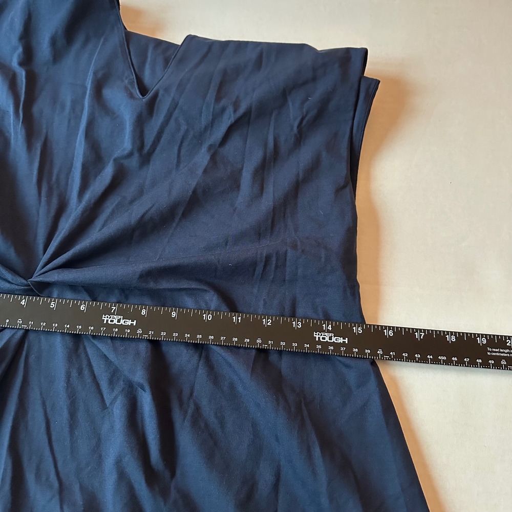 Pact Organic Cotton Twist Front V-Neck Midi Dress Navy Blue Sleeveless M - Picture 5 of 7